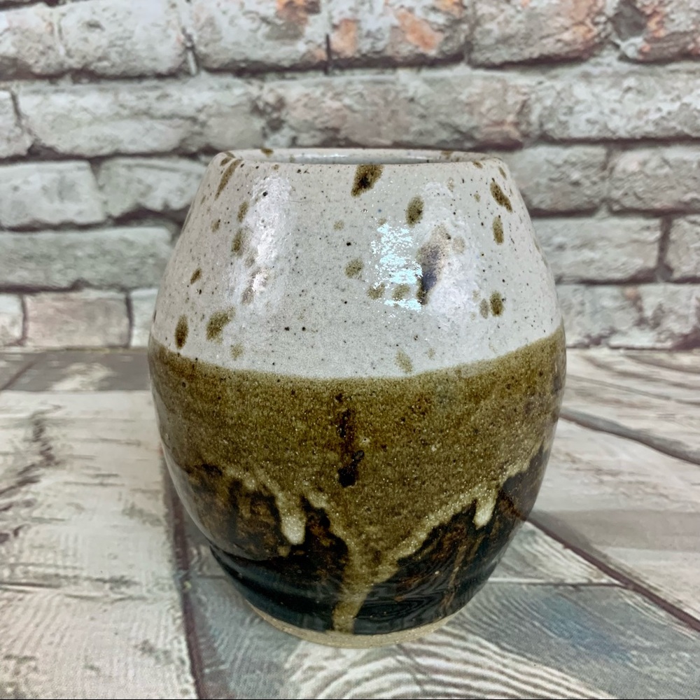 Vintage Handmade Stoneware Drip Glaze Vase
